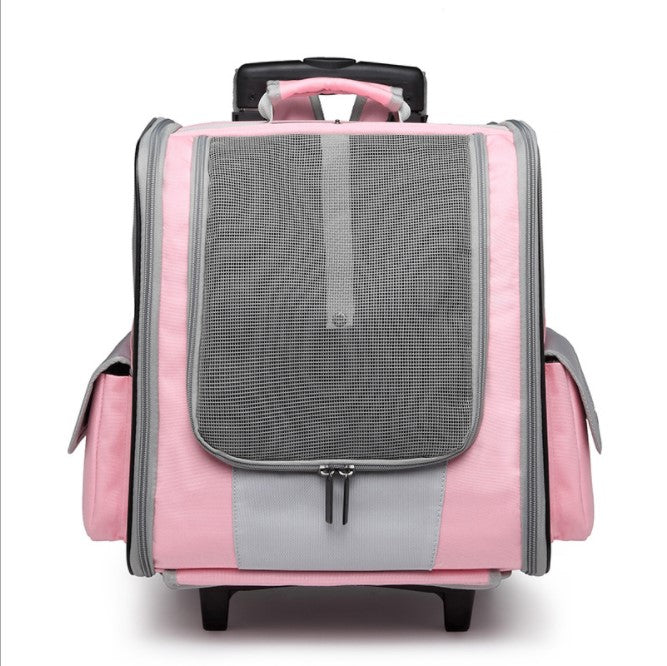 Pet Rolling Travel Backpack with Mesh