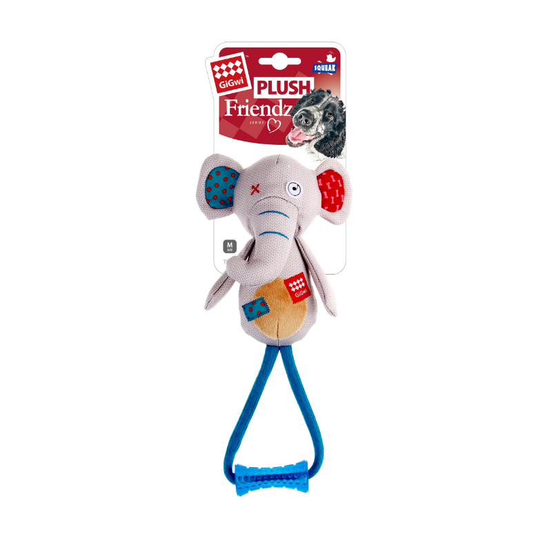 GiGwi Plush Friendz Elephant with TPR Johnny Stick