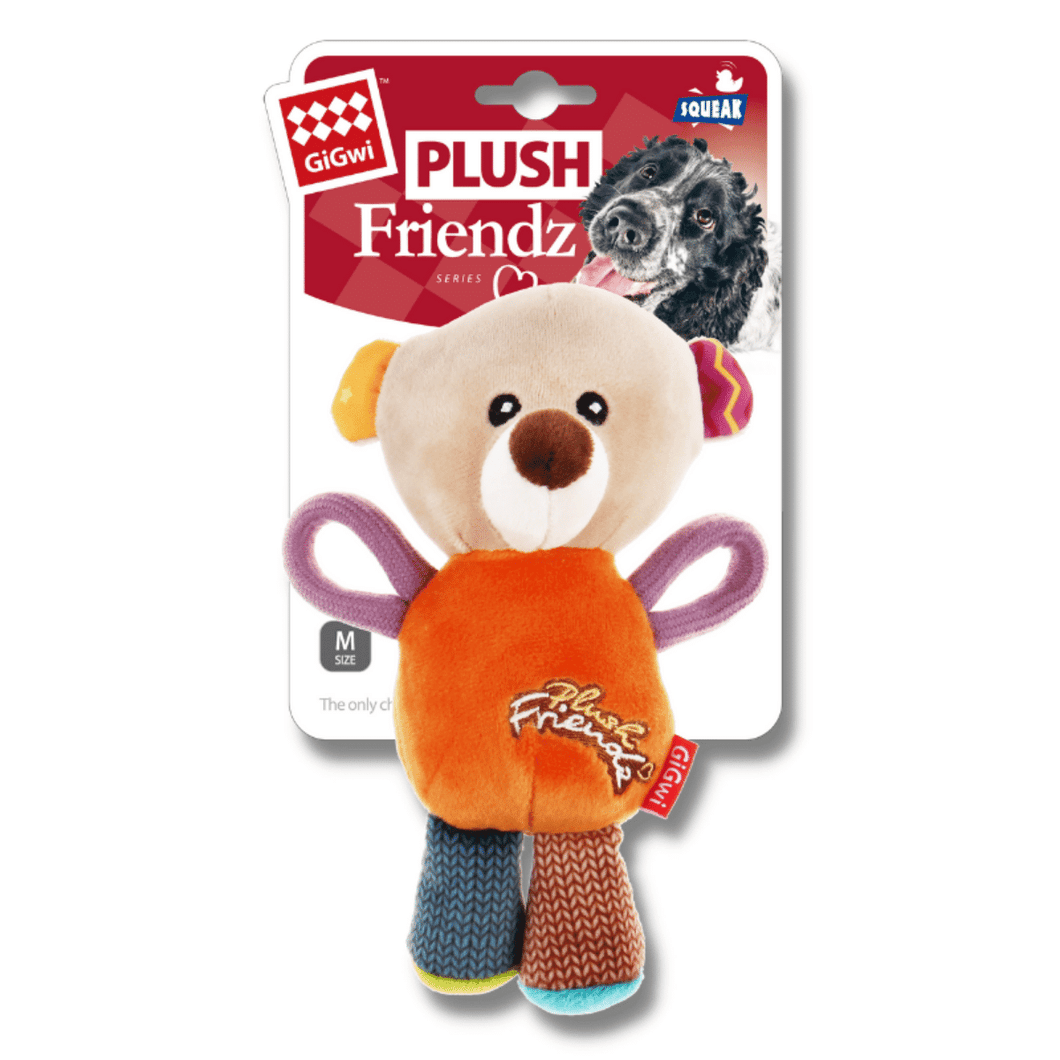 GiGwi Plush Friendz Bear with Squeaker (Size M)