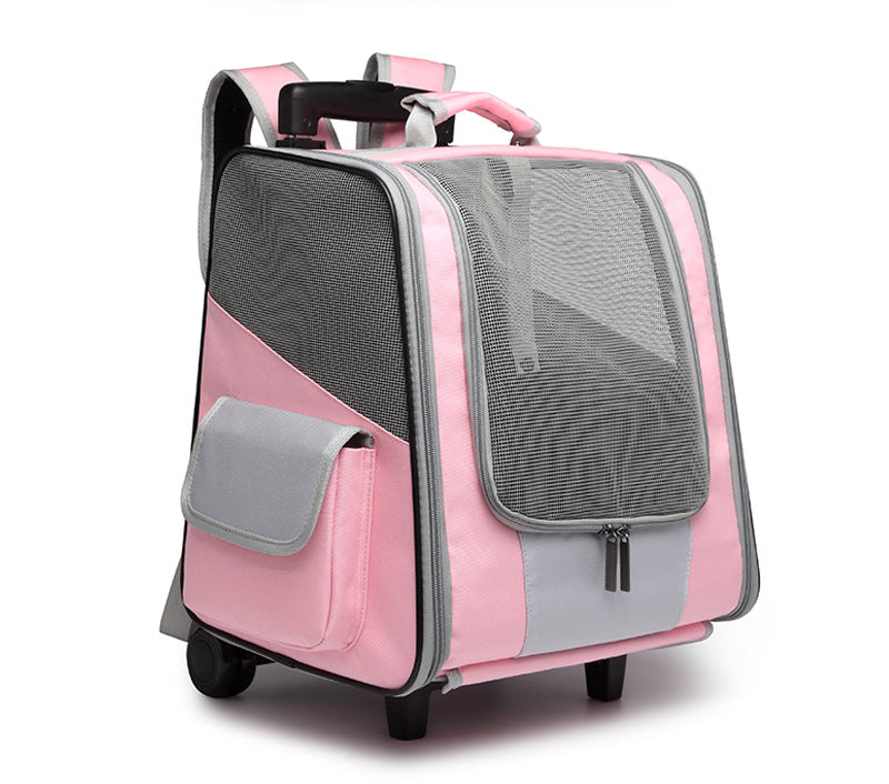 Pet Rolling Travel Backpack with Mesh