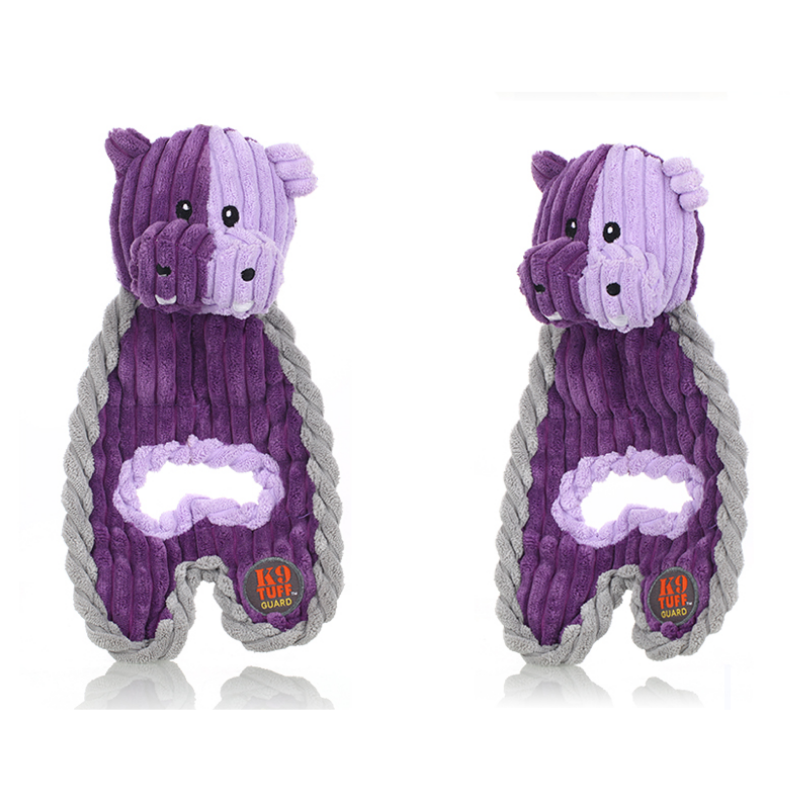 Cuddle Tugs Plush Dog Toys with K9 Tuff Guard Series: Hippo